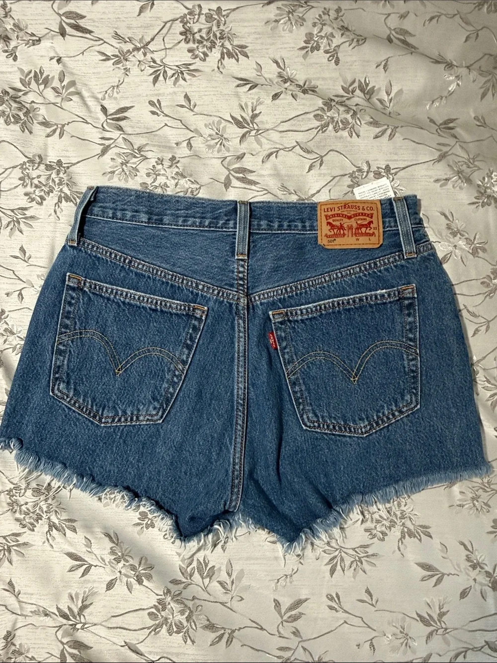 Levi's 501 Blue Distressed Cutoff Jean Shorts